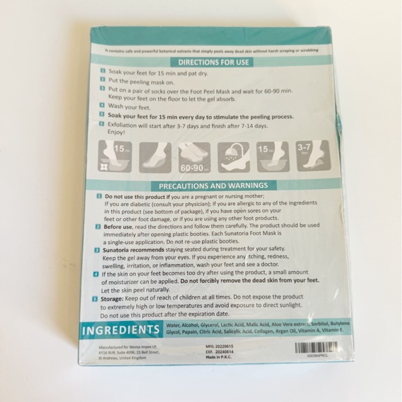 Free w/ $100 Purchase Exfoliating Foot Mask 2 Pack, Peel Away Calluses Dead Skin - Picture 2 of 2